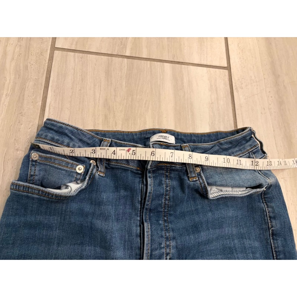 Forever 21 Premium Distressed Skinny Jeans Blue Button Fly Womens Size 28 - Picture 5 of 7